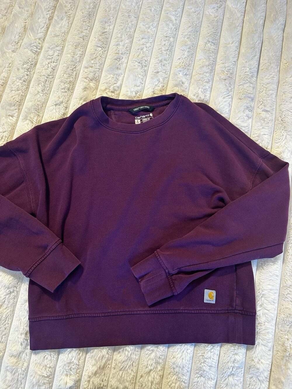 Carhartt Women's TENCEL Logo Sleeve Graphic Work Sweatshirt, L,Eggplant at Co,